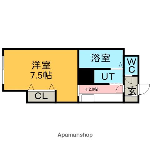 ベルウッド15(1K/3階)の間取り写真