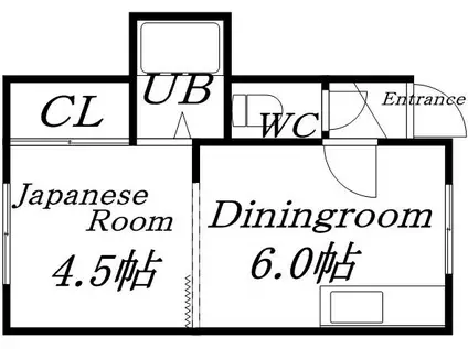 第一本間ハイツ(1DK/2階)の間取り写真