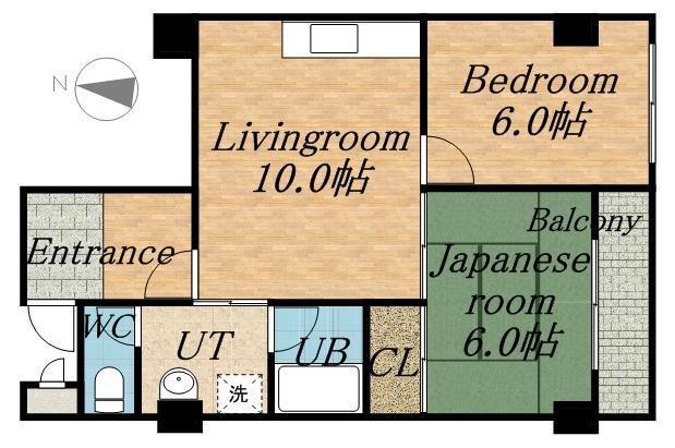 北34条ターミナルハイツ(2DK/7階)の間取り写真