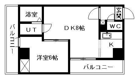 OKビル(1LDK/4階)の間取り写真