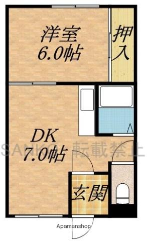 エスコート(1DK/2階)の間取り写真