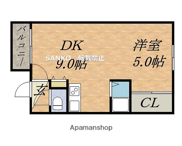 カサデューク北32条(1LDK/2階)の間取り写真