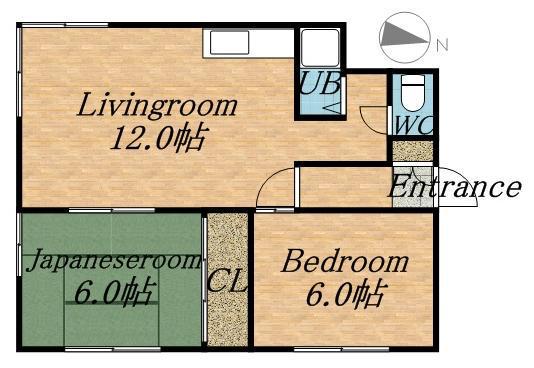 まきば草(2LDK/2階)の間取り写真