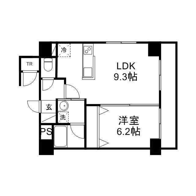 レジディア札幌駅ノース(1LDK/5階)の間取り写真