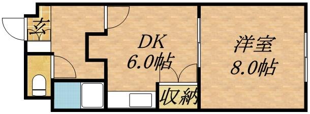 第6木村ビル(1DK/3階)の間取り写真