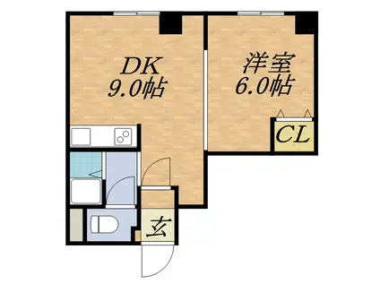 N405ビル(1DK/2階)の間取り写真