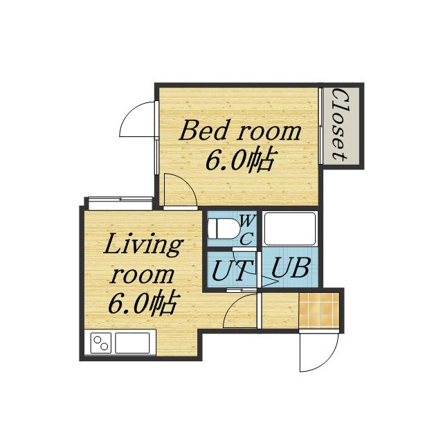 ベルハイムⅤ(1DK/2階)の間取り写真