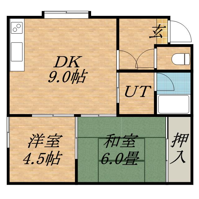 グリーンハウス(2LDK/2階)の間取り写真