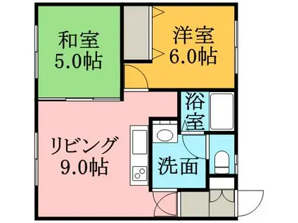 レジデンス46(2DK/2階)の間取り写真