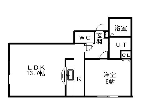 モデュロールN483-Ⅲ(1LDK/2階)の間取り写真