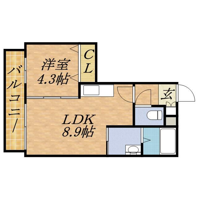 ウィングスクエア(1LDK/4階)の間取り写真