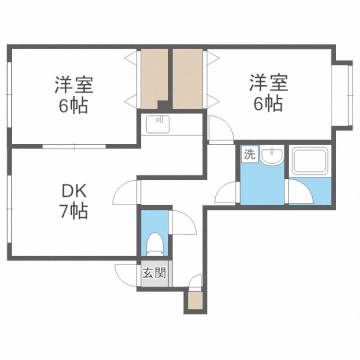 エスパ二ア札幌Ⅰ(2DK/3階)の間取り写真