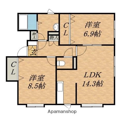 カーサ・プラタナ(2LDK/2階)の間取り写真