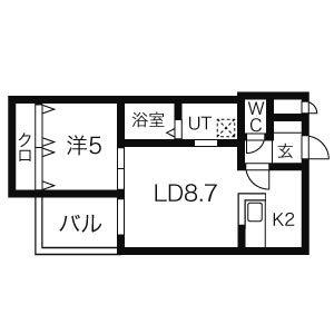 デルフィーノ麻生Ⅰ(1LDK/1階)の間取り写真