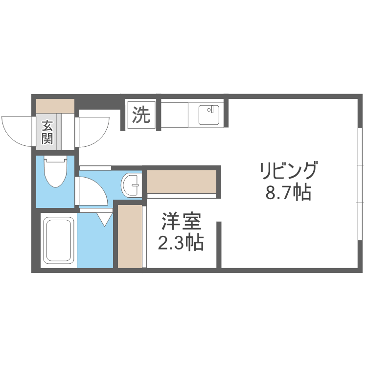 プラティーク札幌(1DK/3階)の間取り写真