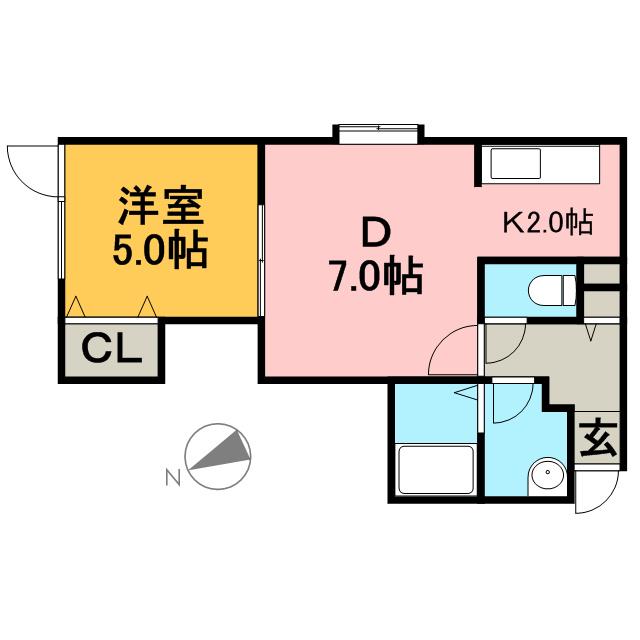 ウィングS&A(1LDK/2階)の間取り写真