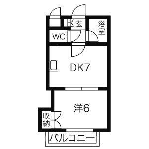 アルファコスモ弐番館(1DK/4階)の間取り写真