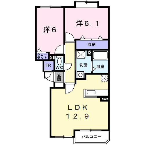 フィオーレ(2LDK/2階)の間取り写真