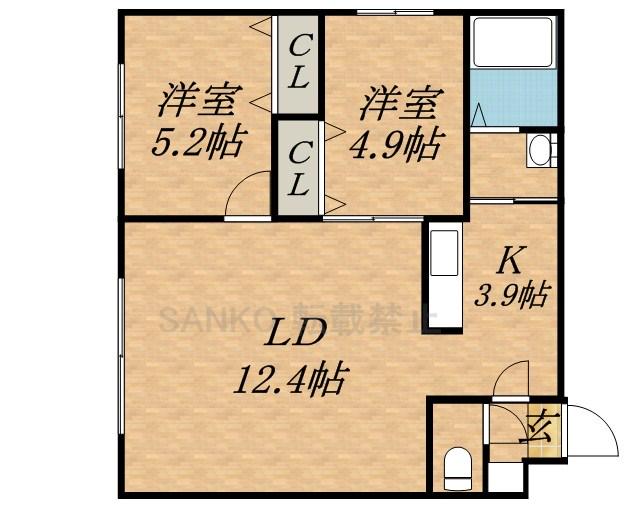 パラッツオN11(2LDK/1階)の間取り写真