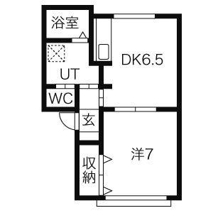 アルカディア26(1DK/2階)の間取り写真