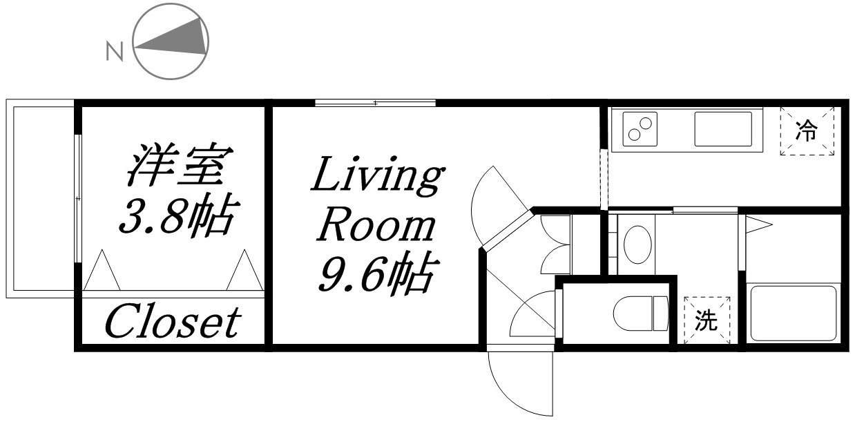 LADUREE N22(1LDK/1階)の間取り写真