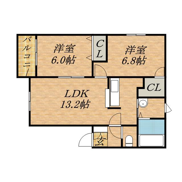 レジデンス苗穂本町(2LDK/3階)の間取り写真