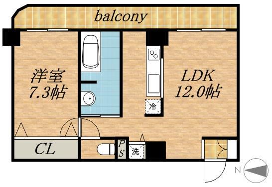 AMSTOWER南6条(1LDK/18階)の間取り写真