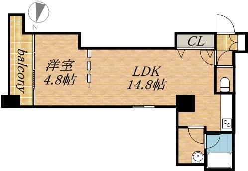 札幌中央レジデンス(1LDK/13階)の間取り写真