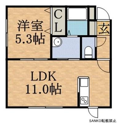 シルフィード東大通(1LDK/1階)の間取り写真