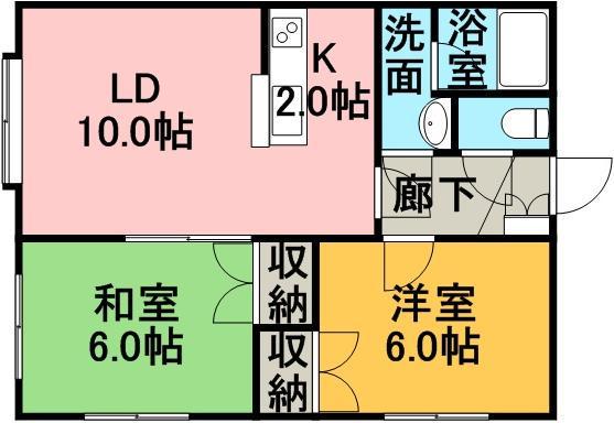 スカイドームN40(2LDK/2階)の間取り写真