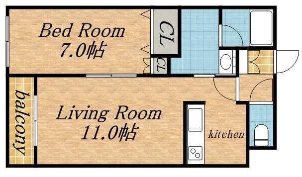 第8森宅建豊平ビル(1LDK/2階)の間取り写真