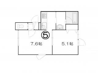 ロワール伏古II(1DK/2階)の間取り写真