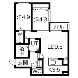 RESIDENCE N14(2LDK/2階)の間取り写真
