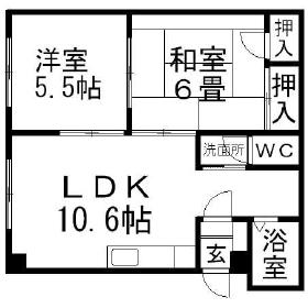 セントラルマンション(2LDK/2階)の間取り写真