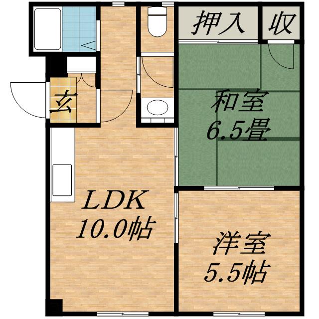 セントラルマンション(2LDK/2階)の間取り写真