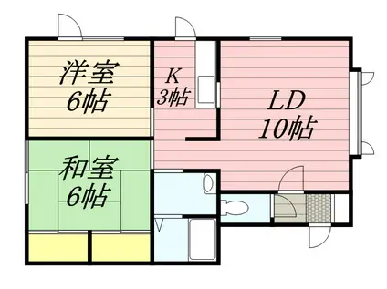 ハイムよあけB(2LDK/2階)の間取り写真