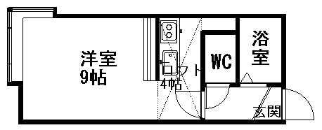 シャトーメロン(ワンルーム/2階)の間取り写真