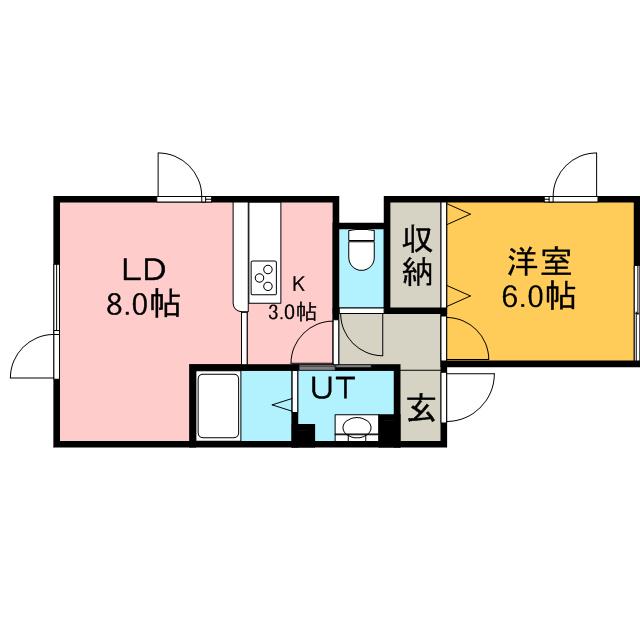 アーバンヴィラ新琴似(1LDK/1階)の間取り写真