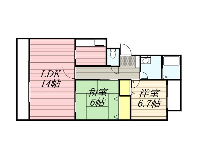 オ・ドミール美香保1(2LDK/4階)の間取り写真