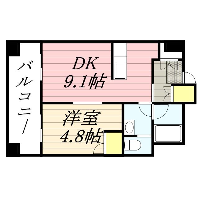 ラフィネタワー札幌南3条(1DK/4階)の間取り写真