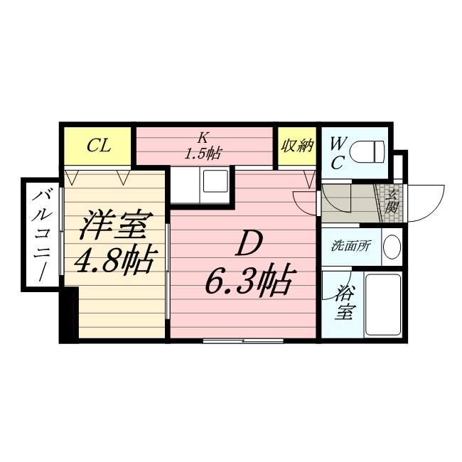 レジディア北二条イーストⅢ(1DK/3階)の間取り写真