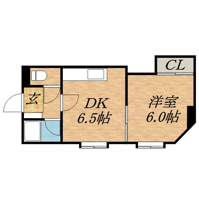 グランドビル(1DK/3階)の間取り写真