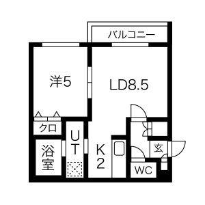  モンテリブロ札幌東 (1LDK/2階)の間取り写真