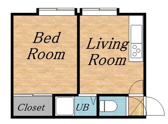 東16ハイツ(1DK/2階)の間取り写真
