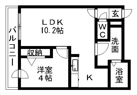 ビブレス月寒中央ステーション(1LDK/6階)の間取り写真