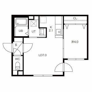 グランドサクセス菊水(1LDK/1階)の間取り写真