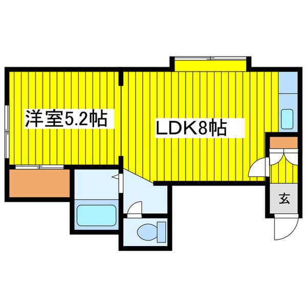 モンテメール栄町(1LDK/2階)の間取り写真