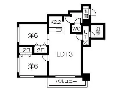 ノルテブリッサ24ロード(2LDK/8階)の間取り写真