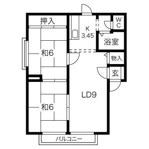 アーバンアイリス(2LDK/2階)の間取り写真
