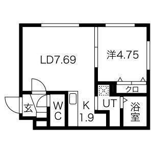 ゼスティ東札幌(1LDK/3階)の間取り写真